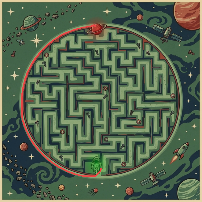 Path going outside the maze boundary